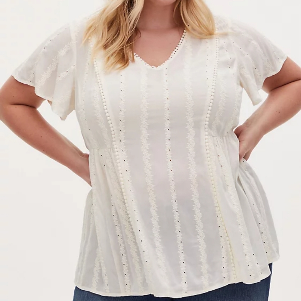 Torrid size 2 Ivory Eyelet blouse